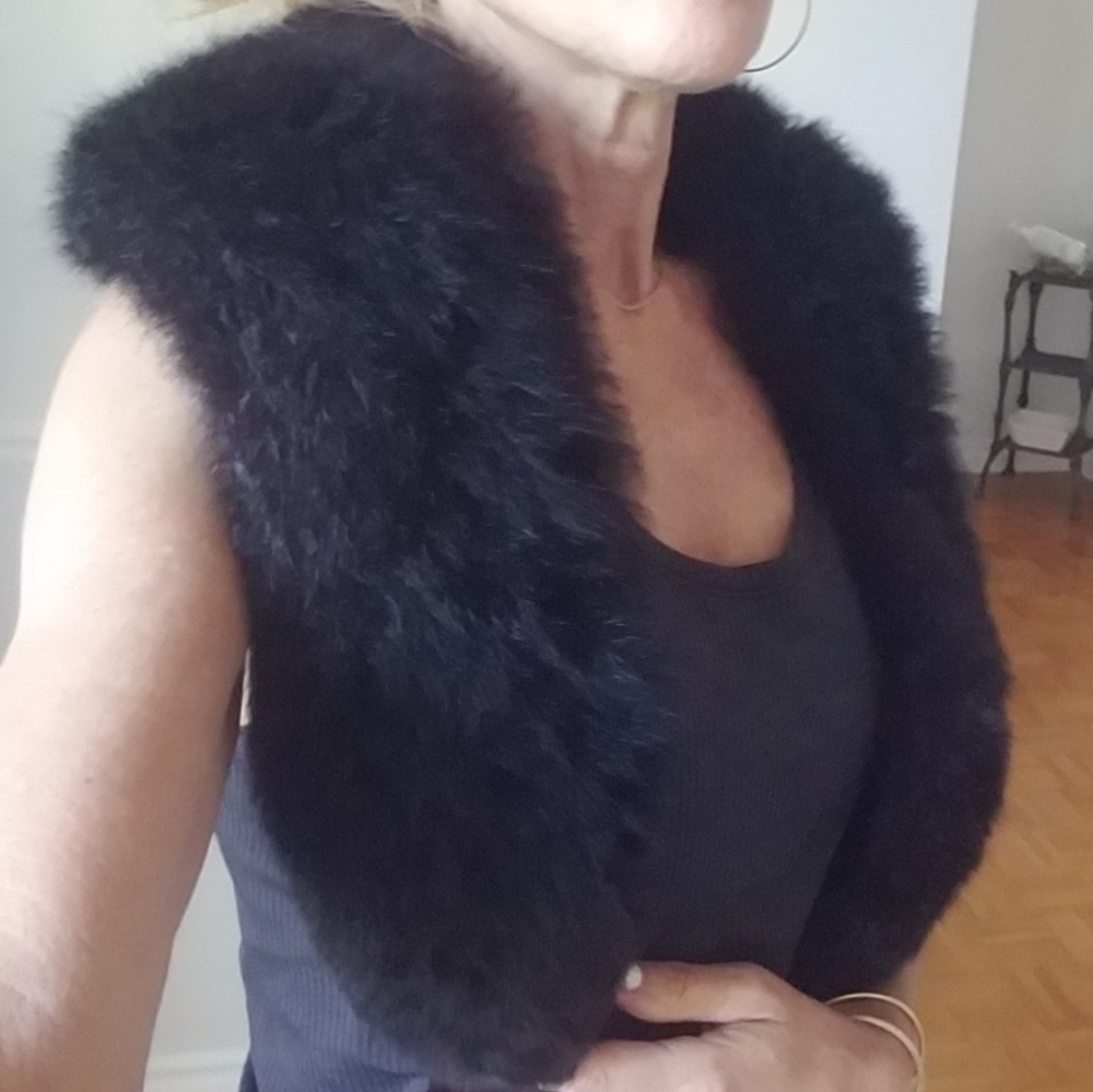 Vintage Real Fur Collar Shawl Scarf Shrug